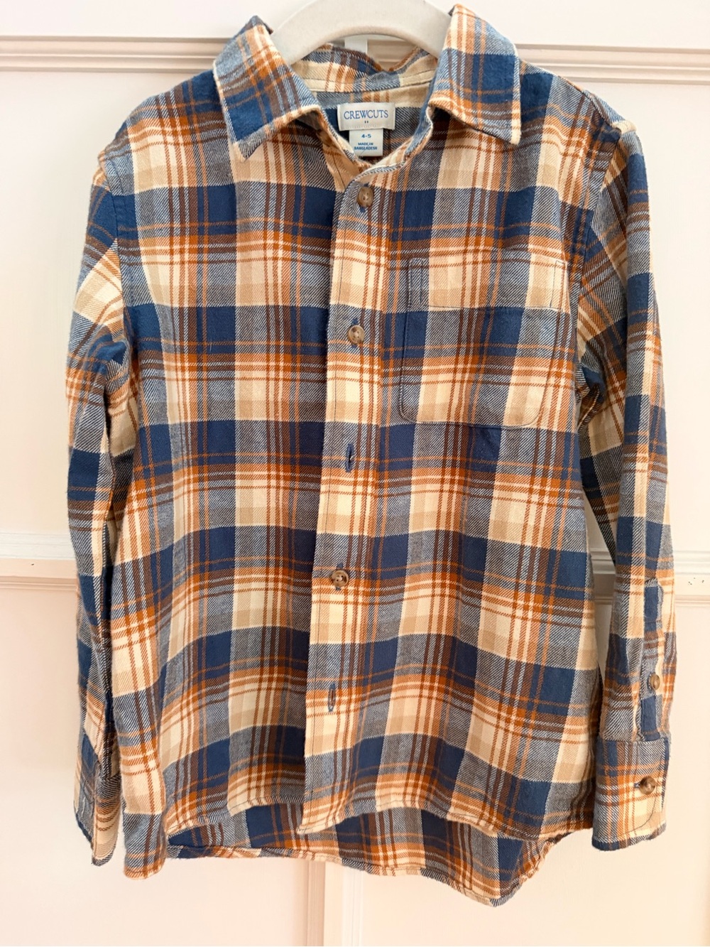 Crewcuts Plaid Button-Down Shirt in Blue and Tan